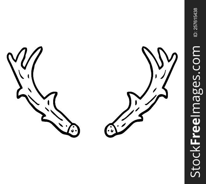 Black And White Cartoon Antlers