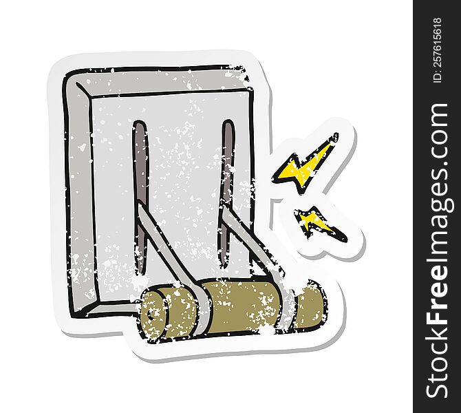 retro distressed sticker of a cartoon electrical switch