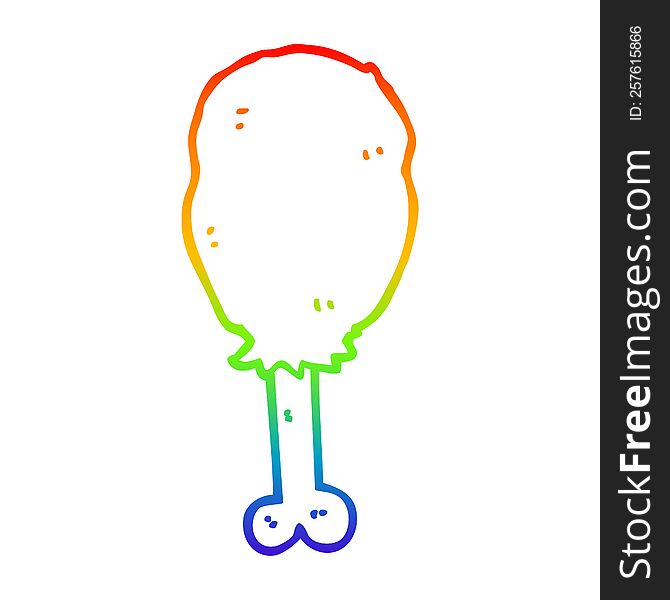 rainbow gradient line drawing of a cartoon chicken leg