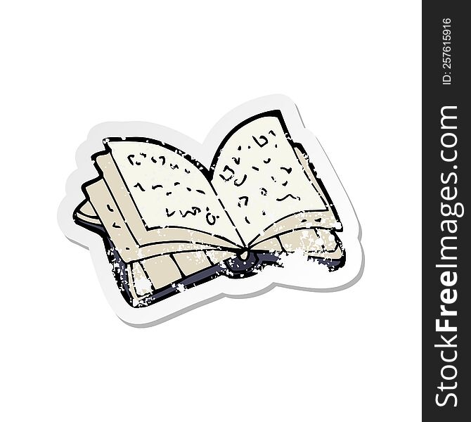 retro distressed sticker of a cartoon open book