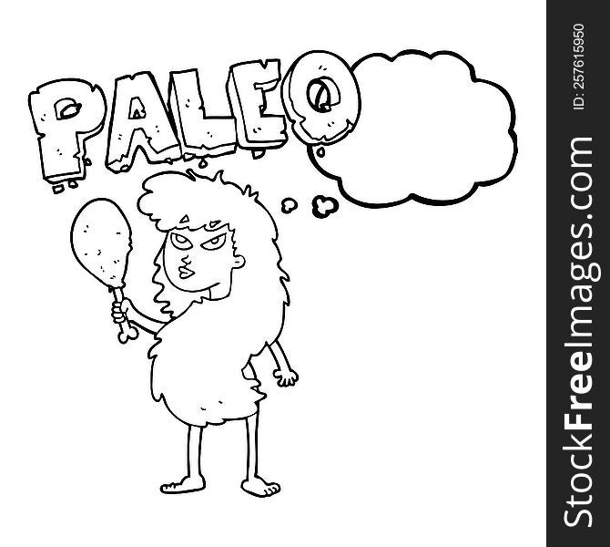 Thought Bubble Cartoon Woman On Paleo Diet