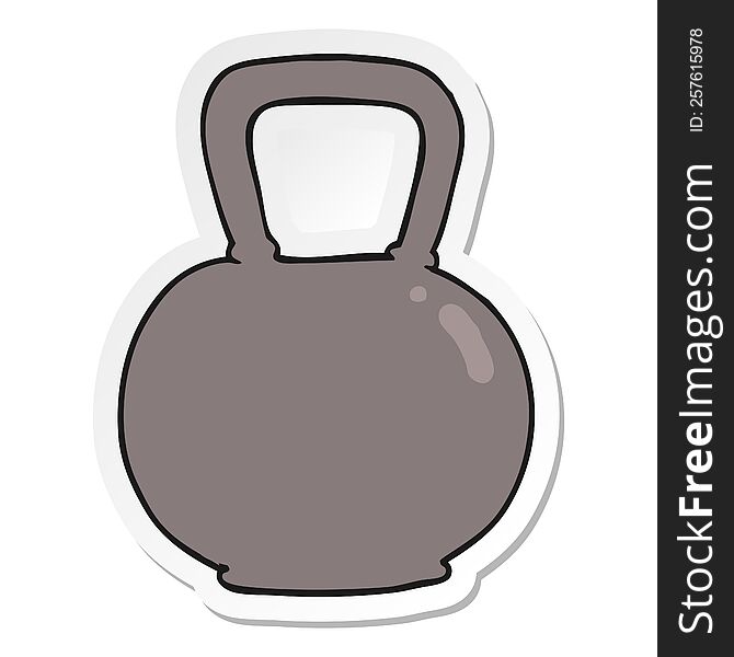 sticker of a cartoon kettle bell weight