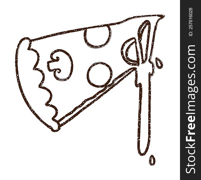 Pizza Slice Charcoal Drawing