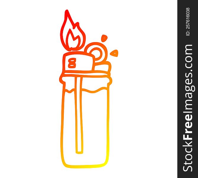 warm gradient line drawing of a cartoon disposable lighter