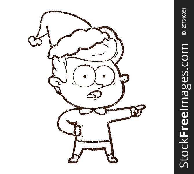Christmas Boy Charcoal Drawing