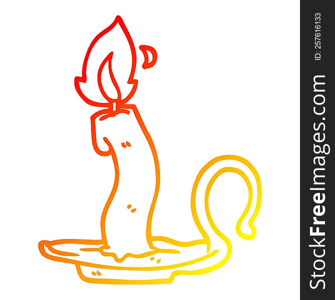 Warm Gradient Line Drawing Cartoon Burning Candle