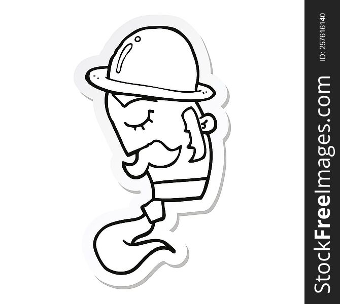 Sticker Of A Cartoon Man Wearing Hat