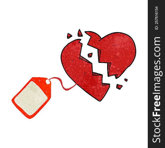 Retro Cartoon Luggage Tag On Broken Heart