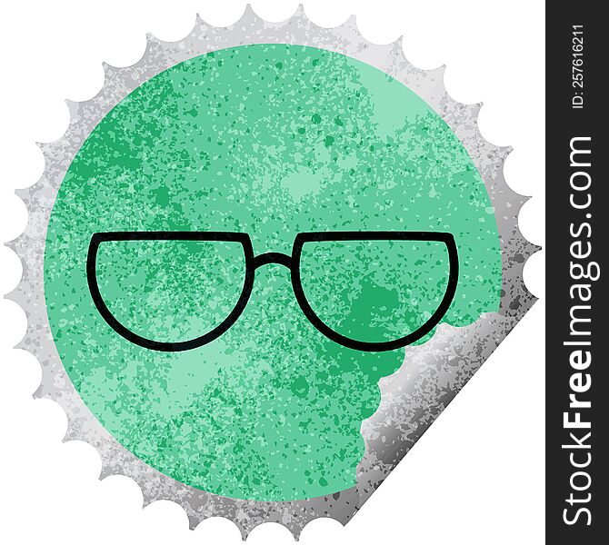 spectacles graphic vector illustration round sticker stamp. spectacles graphic vector illustration round sticker stamp