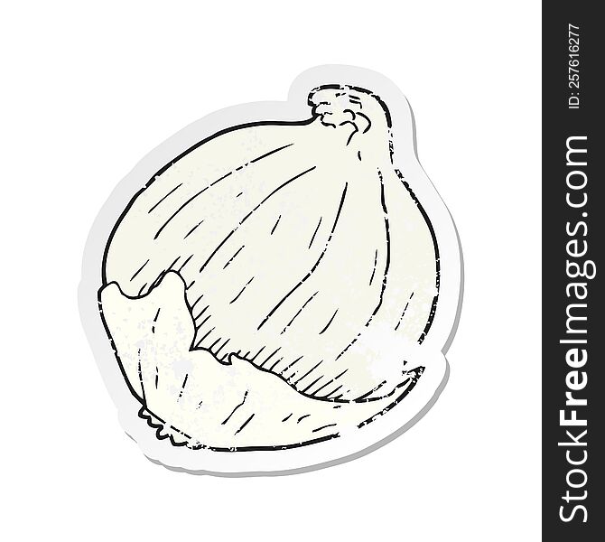 Retro Distressed Sticker Of A Cartoon Onion