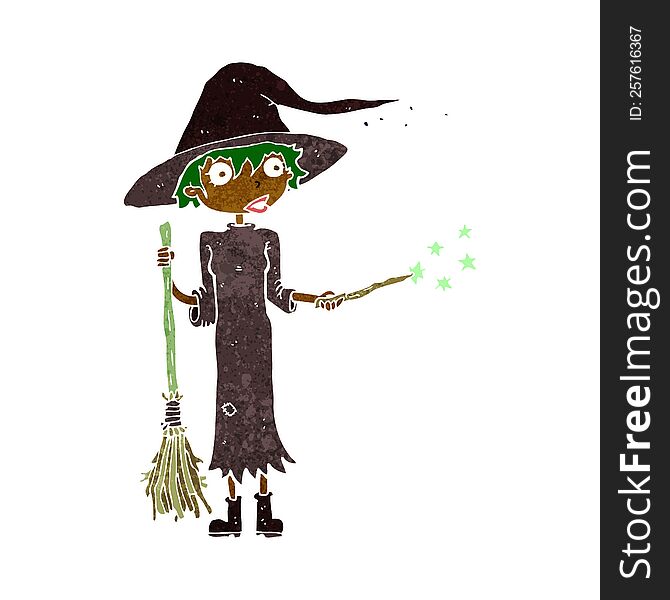 Cartoon Witch Casting Spell