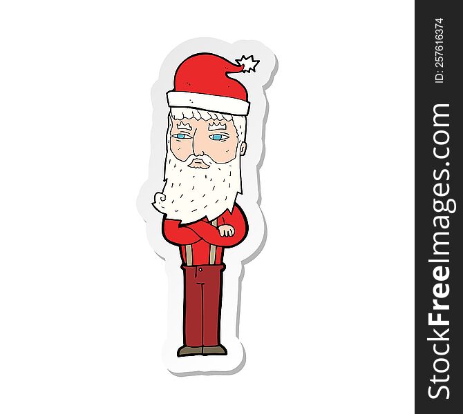 Sticker Of A Cartoon Hipster Santa