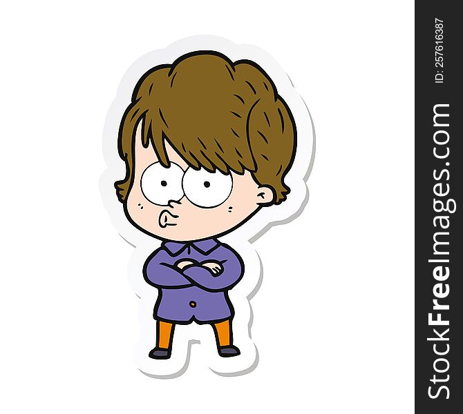 sticker of a cartoon woman