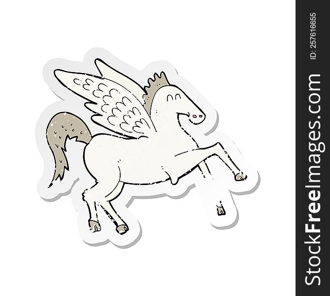 retro distressed sticker of a cartoon pegasus