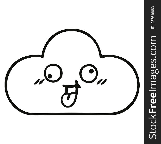 line drawing cartoon of a cloud. line drawing cartoon of a cloud