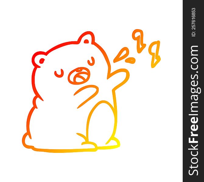 Warm Gradient Line Drawing Bear Singing A Song