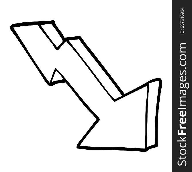 black and white cartoon business loss arrow