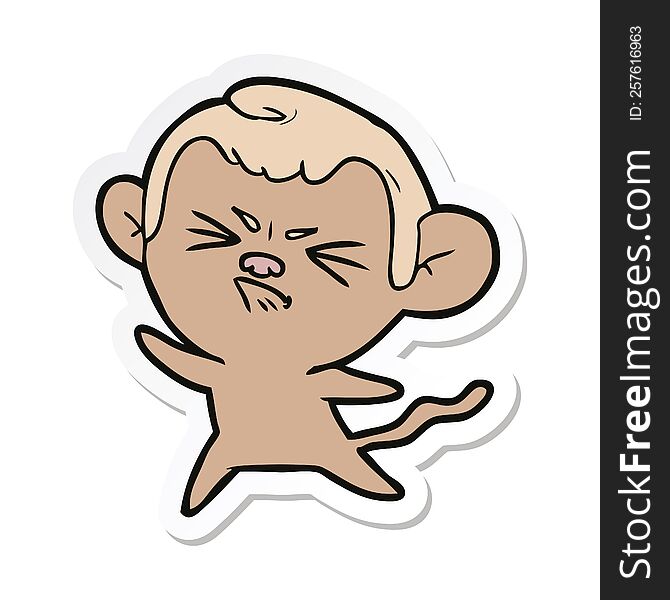 sticker of a cartoon angry monkey