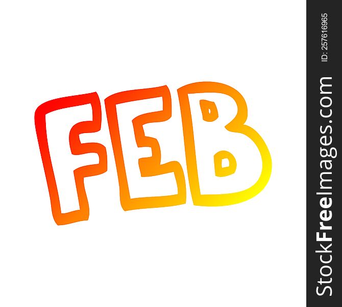 warm gradient line drawing of a cartoon month of february