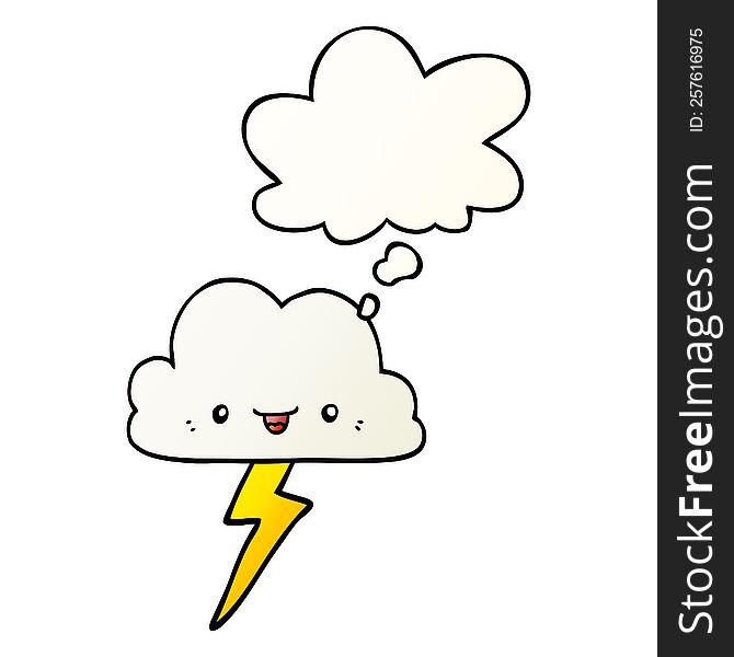 Cartoon Storm Cloud And Thought Bubble In Smooth Gradient Style