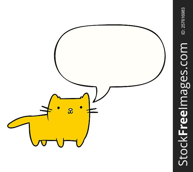 Cartoon Cat And Speech Bubble