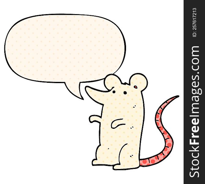 cartoon rat with speech bubble in comic book style