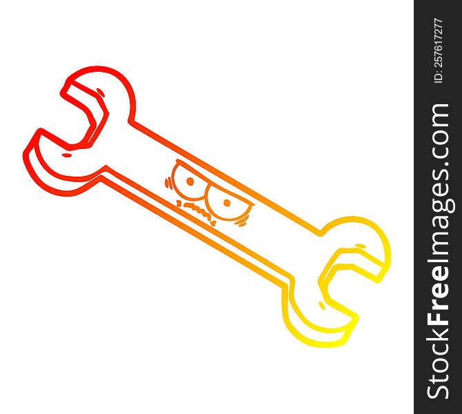 warm gradient line drawing of a cartoon angry tool