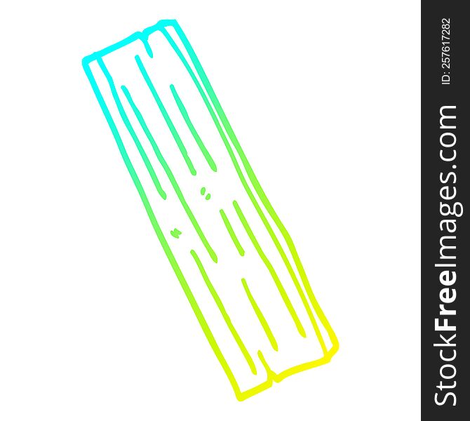 cold gradient line drawing of a cartoon plank of wood