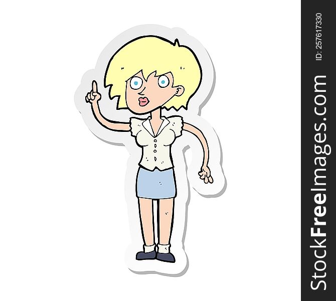 sticker of a cartoon woman with question