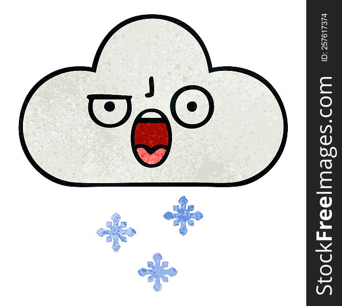 retro grunge texture cartoon of a snow cloud