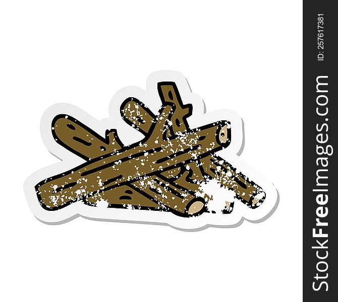 distressed sticker of a quirky hand drawn cartoon logs