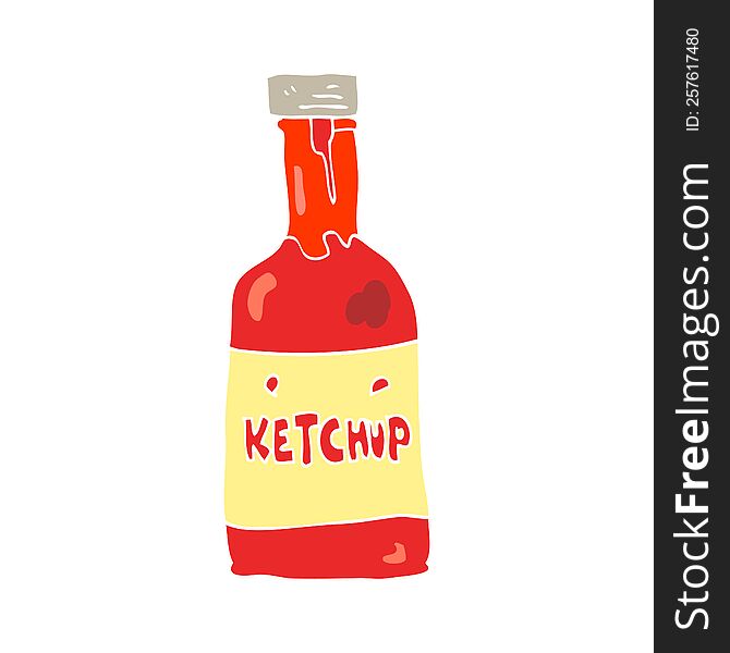 Flat Color Illustration Of A Cartoon Ketchup