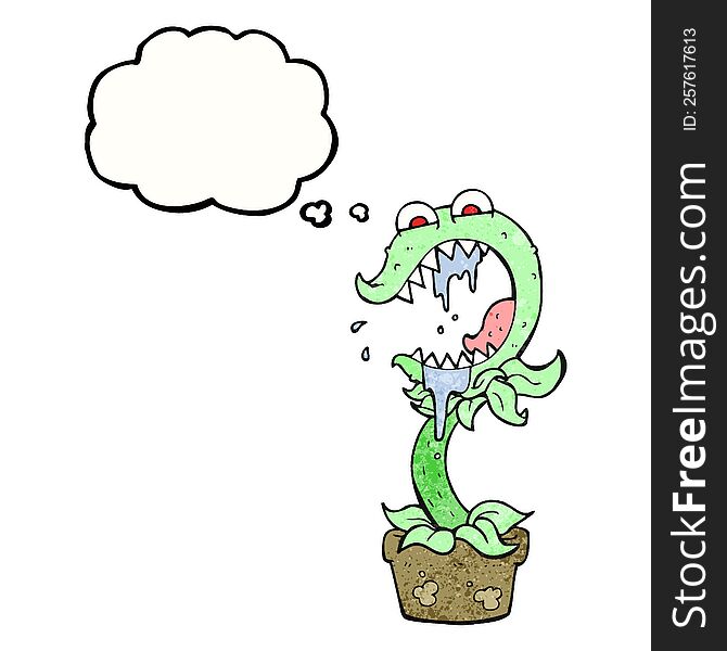 freehand drawn thought bubble textured cartoon carnivorous plant
