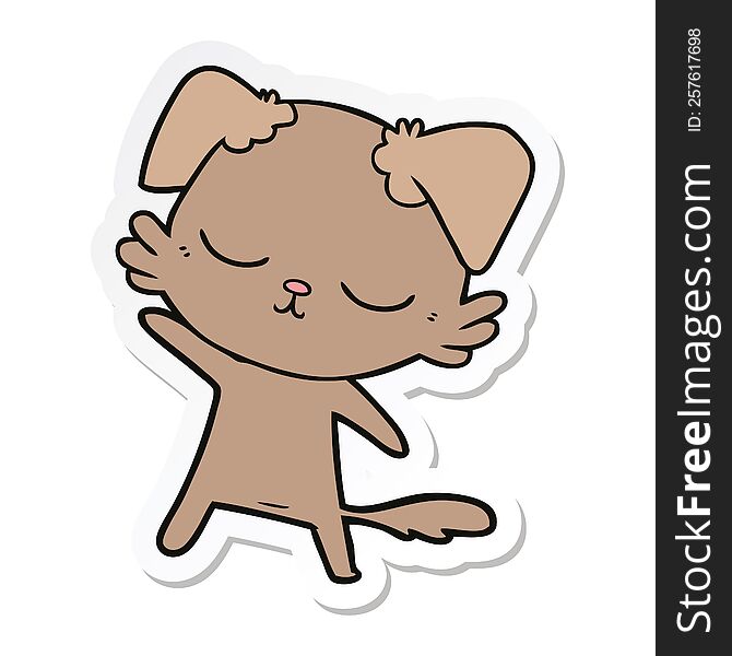 Sticker Of A Cute Cartoon Dog