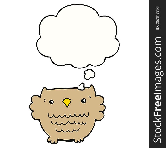 cartoon owl with thought bubble. cartoon owl with thought bubble