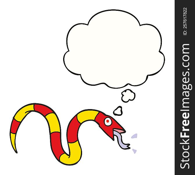 Cartoon Snake And Thought Bubble