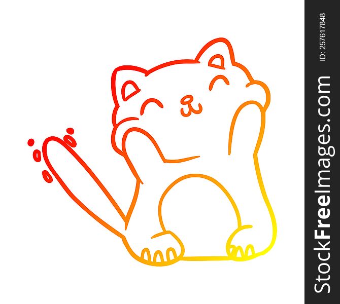 Warm Gradient Line Drawing Very Happy Cute Cat