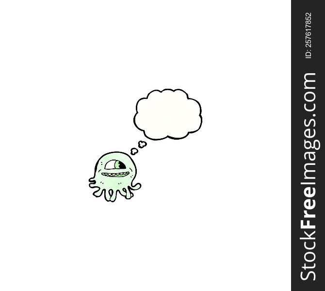 Cartoon Jellyfish With Though Bubbble