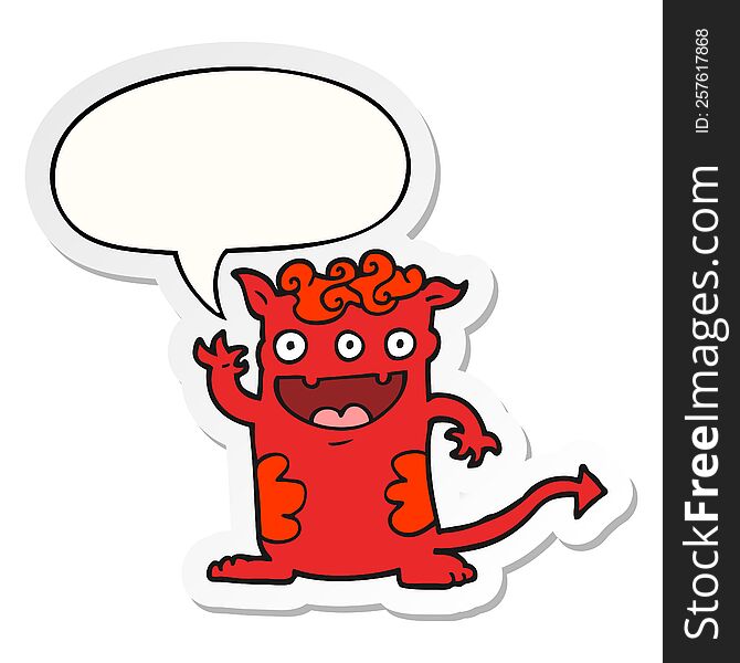 cartoon halloween monster with speech bubble sticker
