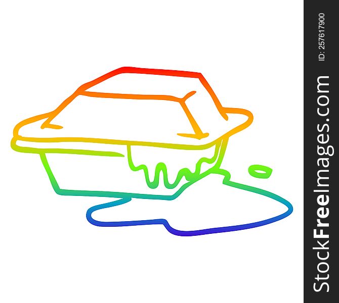 rainbow gradient line drawing of a cartoon cheesy takeout