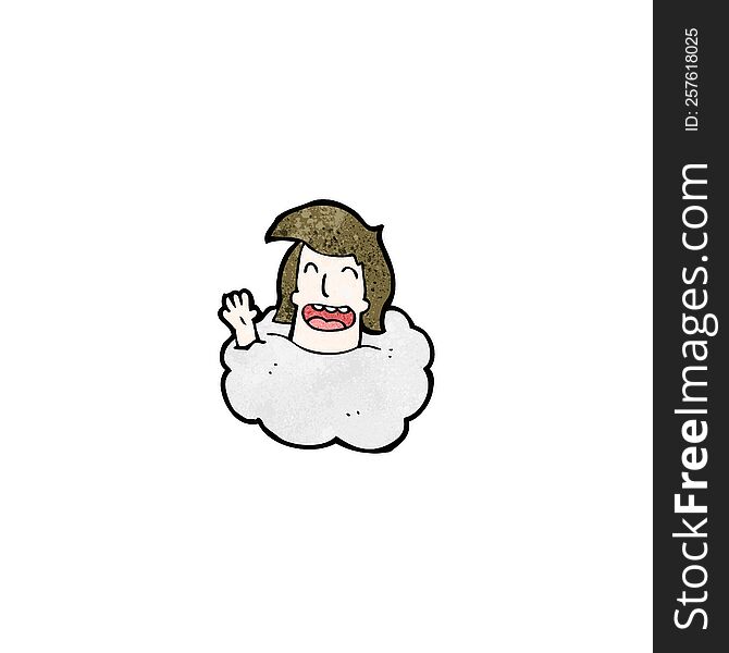 Cartoon Man In Cloud Waving
