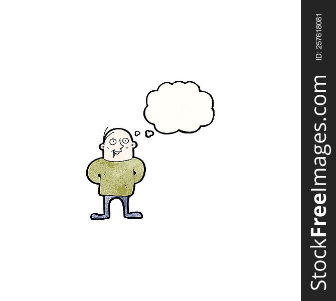 Cartoon Bald Man With Thought Bubble