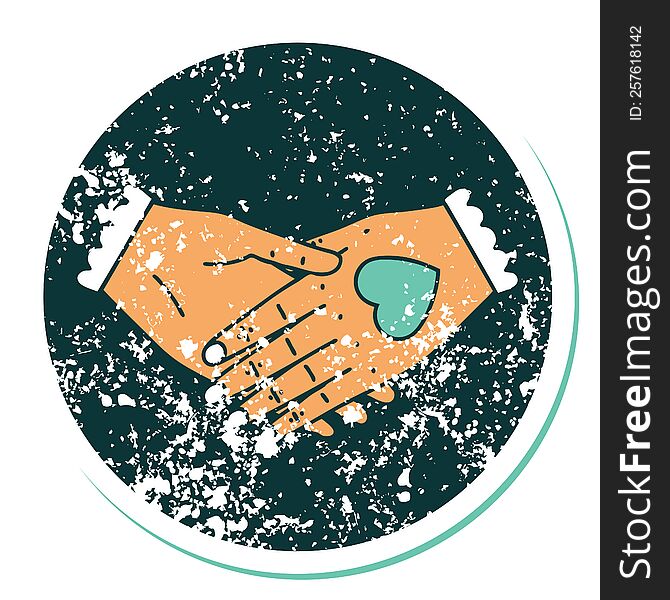 iconic distressed sticker tattoo style image of a pair of hands. iconic distressed sticker tattoo style image of a pair of hands