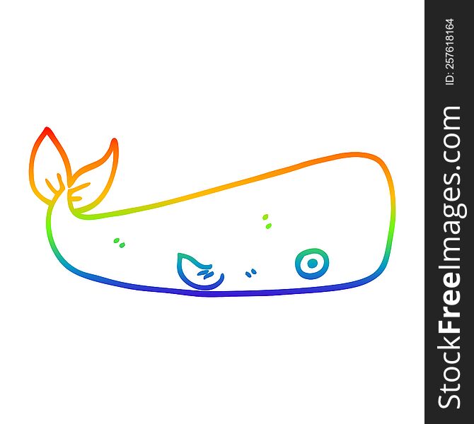 Rainbow Gradient Line Drawing Cartoon Sea Whale
