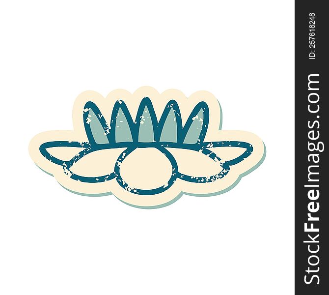 iconic distressed sticker tattoo style image of a lily pad flower. iconic distressed sticker tattoo style image of a lily pad flower