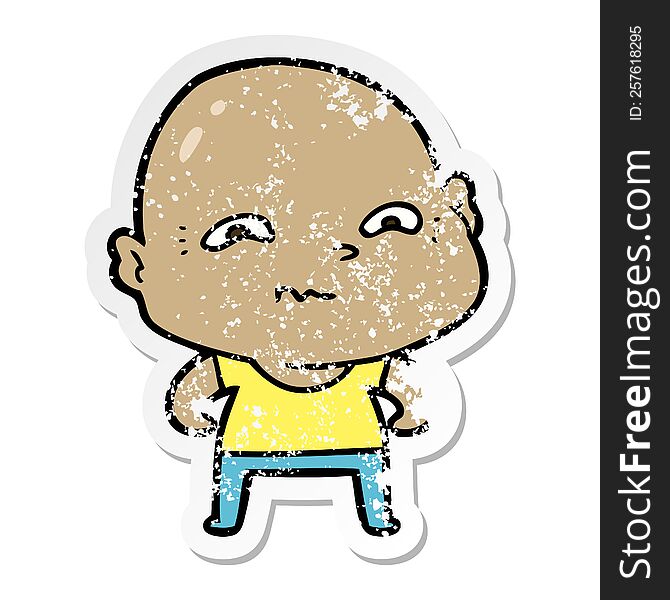 Distressed Sticker Of A Cartoon Creepy Guy