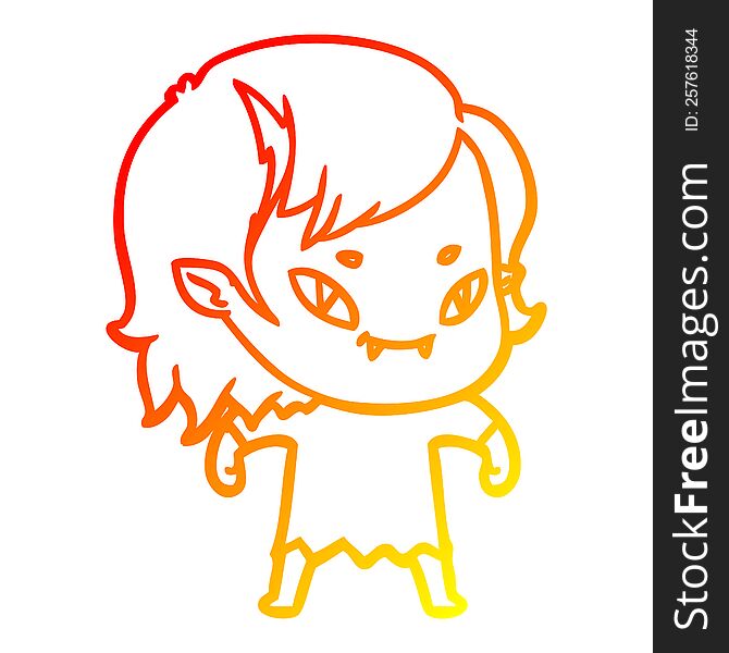 warm gradient line drawing cartoon friendly vampire girl