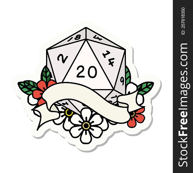 Natural Twenty D20 Dice Roll Sticker