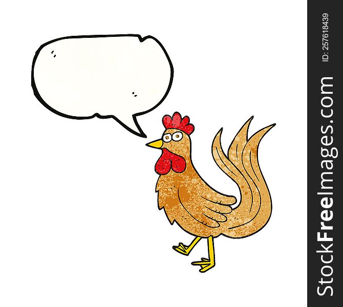 freehand speech bubble textured cartoon cock