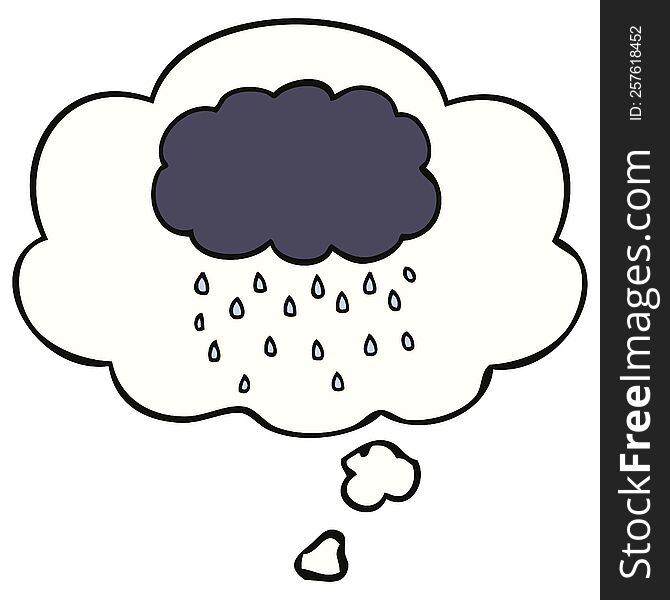 Cartoon Cloud Raining And Thought Bubble